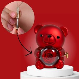 Aranyozott nyaklánc és pörgő medve ékszerdoboz | LUVION_ROSBEAR